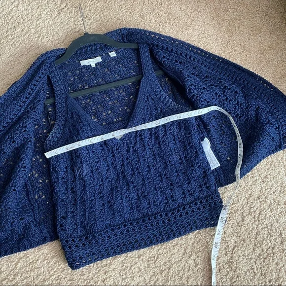 VINCE NAVY COTTON CROCHET SWEATER & TANK SET XXS/XS - Picture 13 of 15